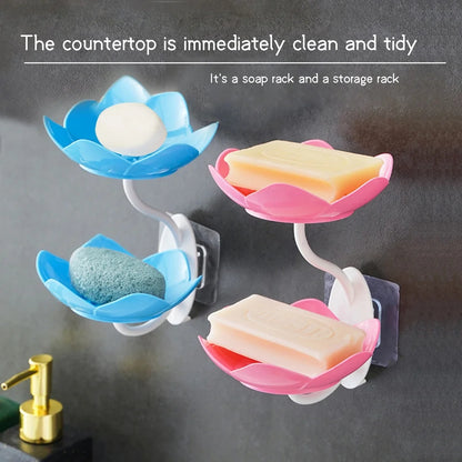 Wall Mounted Double Layer Flower Soap Dish