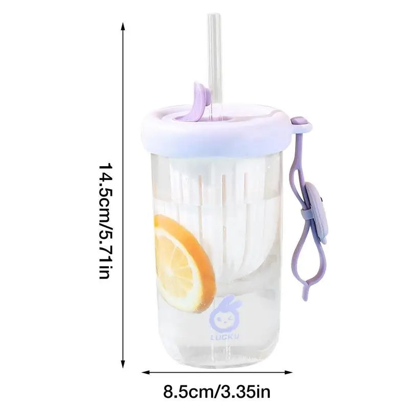 420ml Cute Drinking Cup with Straw Tea Infuser