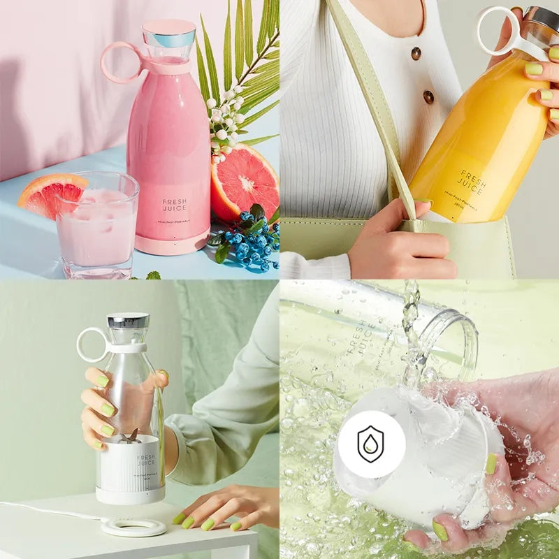 4 Blades Usb Rechargeable Juice Bottle