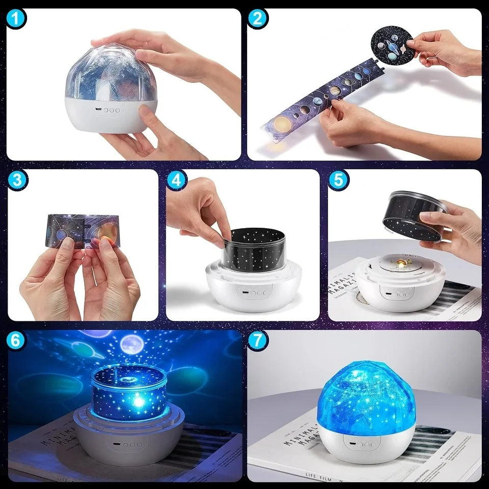 360° Rotating Solar System Projector Night Light for Kids with 5 Films