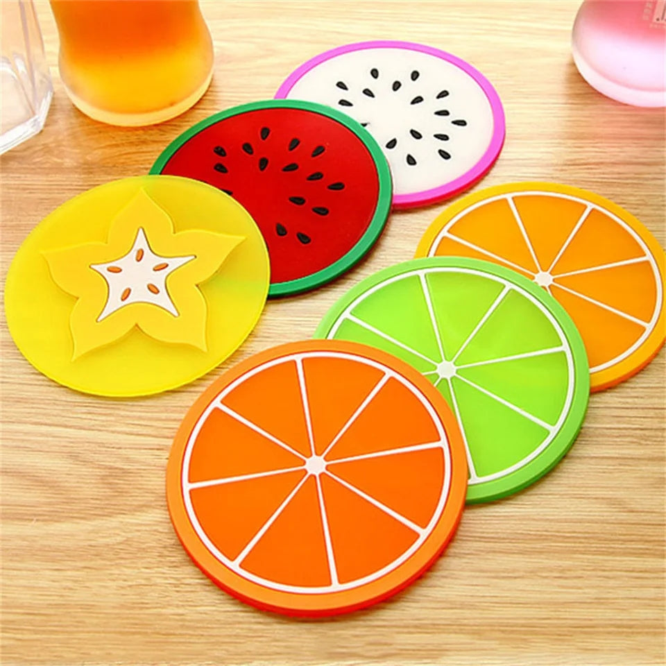 Silicone Fruit Shape Coasters 6 Pieces