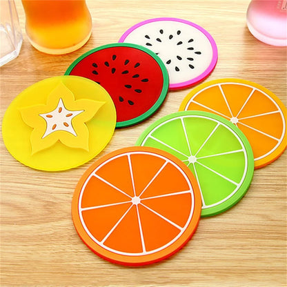 Silicone Fruit Shape Coasters 6 Pieces