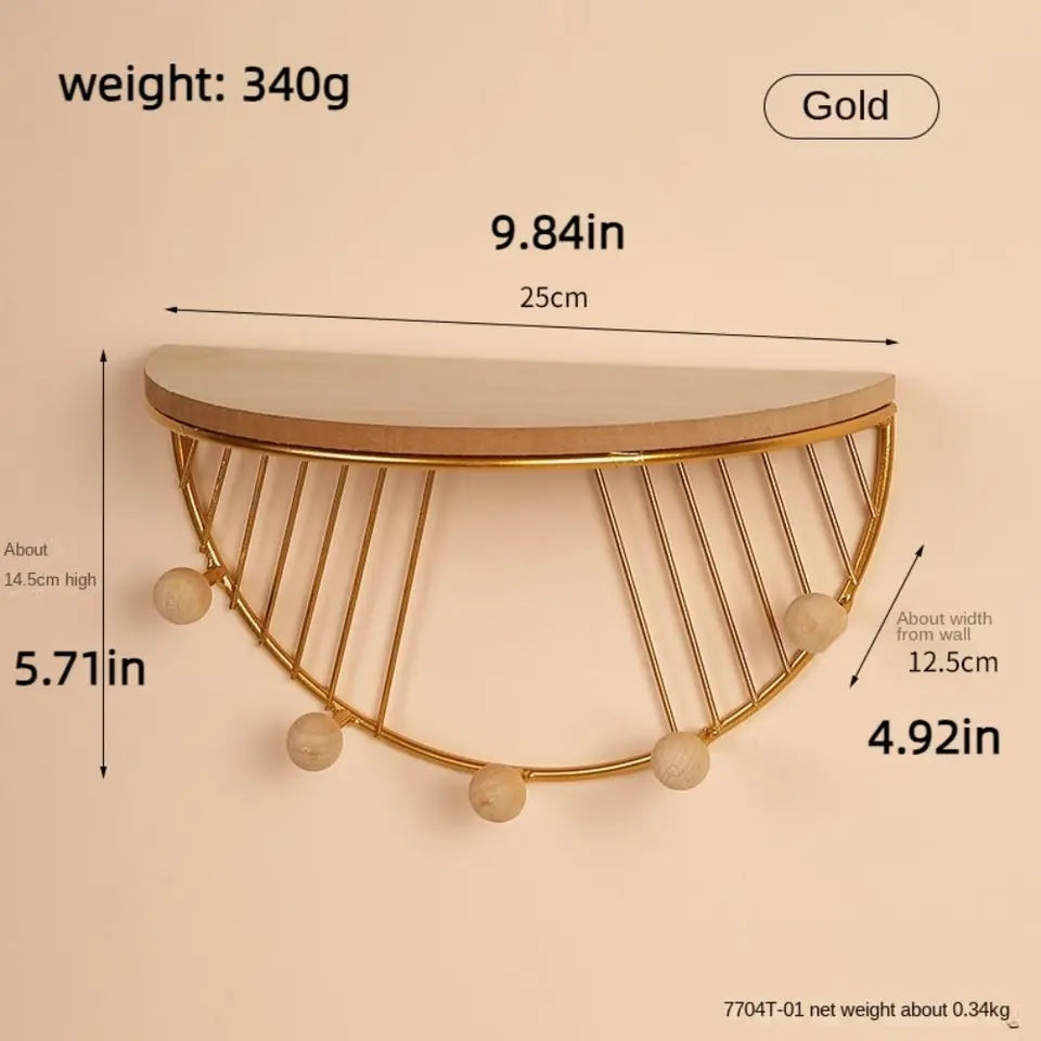 Wall Mounted Floating Shelf Rack Semicircle Storage Organizer