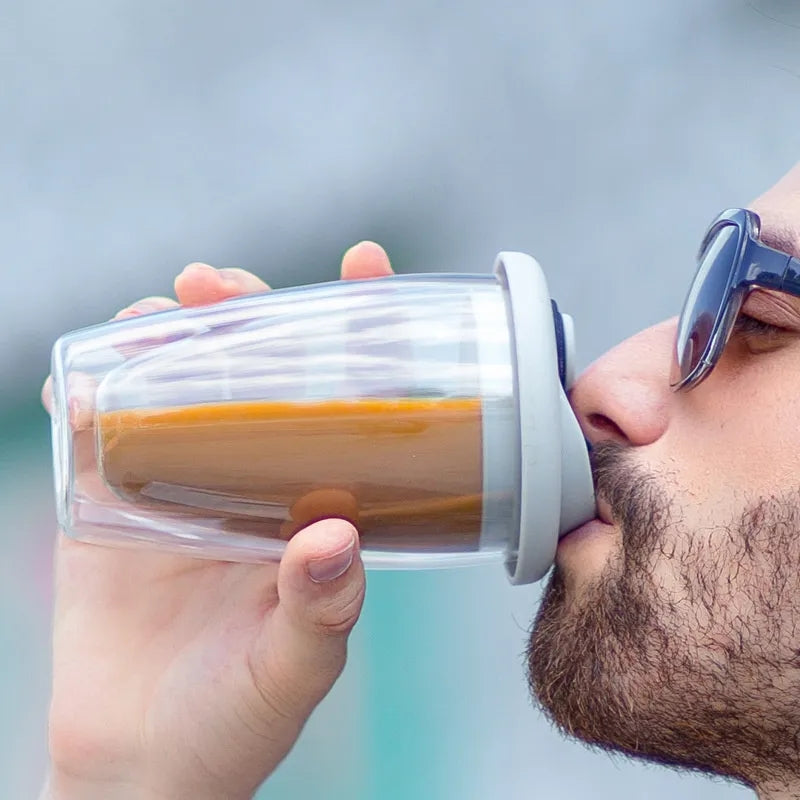 Double Layer Travel Glass Mug With Lid