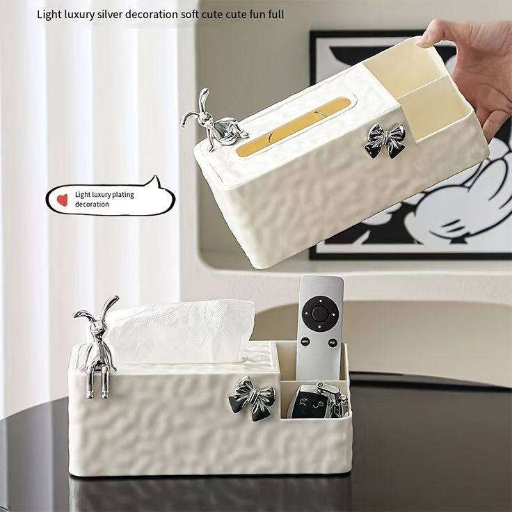 White Chic Water Wave Tissue Box