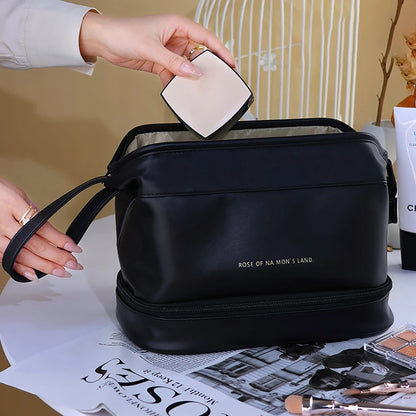 Portable Leather Makeup Bag Large Capacity