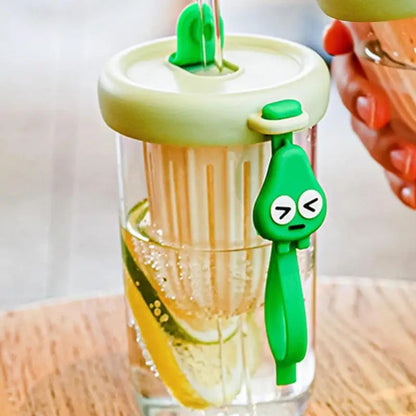 420ml Cute Drinking Cup with Straw Tea Infuser