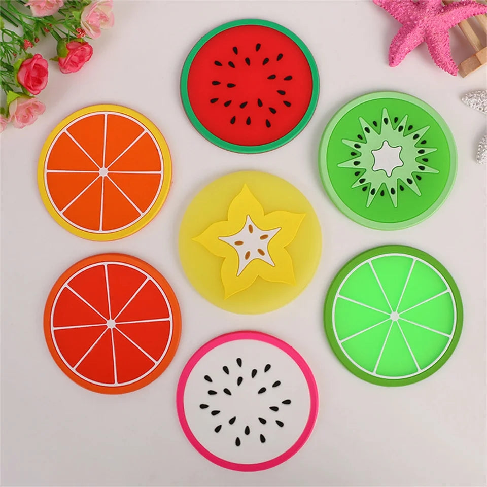 Silicone Fruit Shape Coasters 6 Pieces