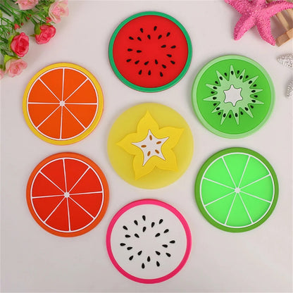 Silicone Fruit Shape Coasters 6 Pieces