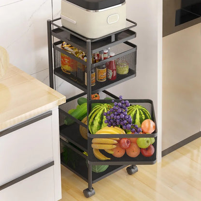 Rotating Square Kitchen Storage Trolly