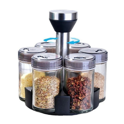 6 Jar Revolving Spice Rack Organizer