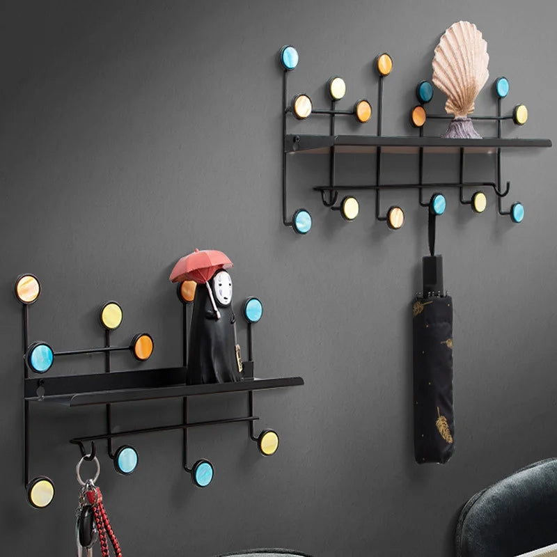 Modern Style Wall Shelf With Hooks