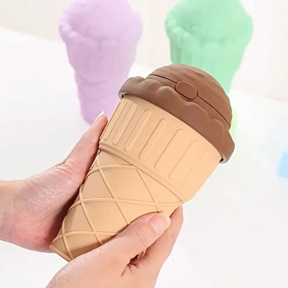 500ml ice cream shape drinking cup with straw