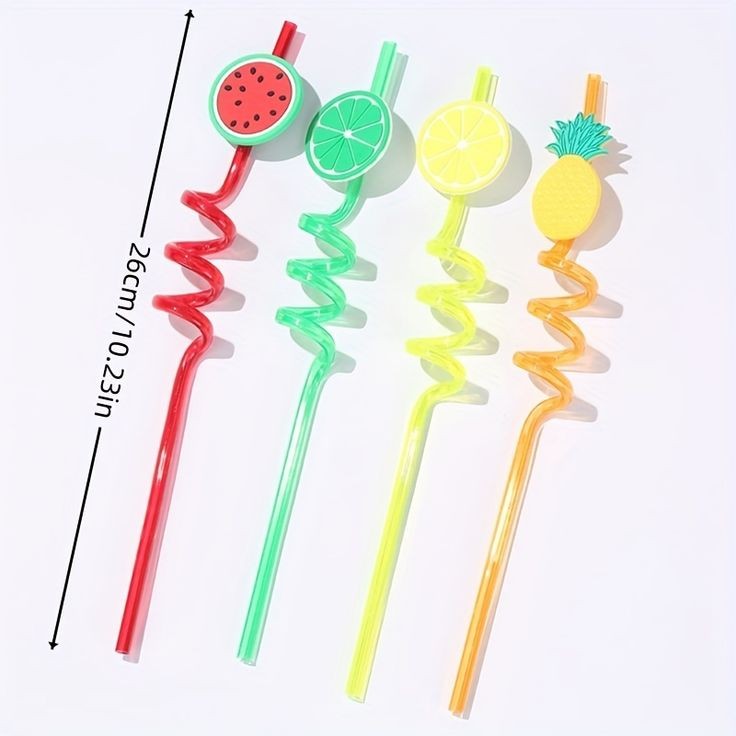 4 Pcs Reusable Fruit Shaped Straws