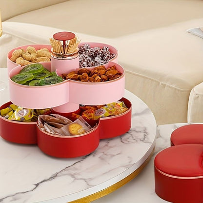 Multi Compartment Plastic Rotating Dry Fruit Tray