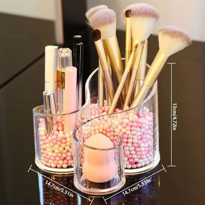 Transparent 3 Grid Makeup Brush Holder