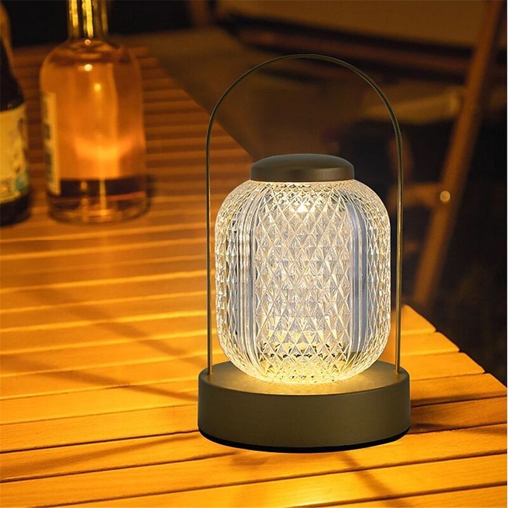 Metal Lantern Crystal Lamp