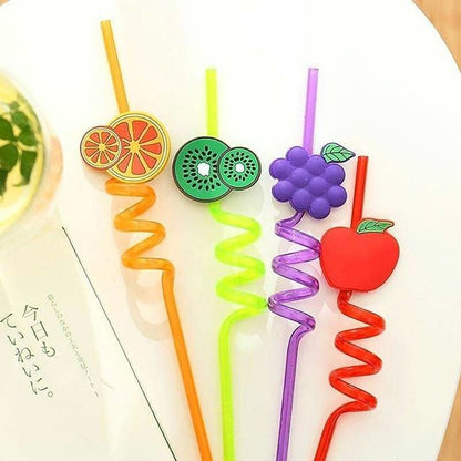 4 Pcs Reusable Fruit Shaped Straws