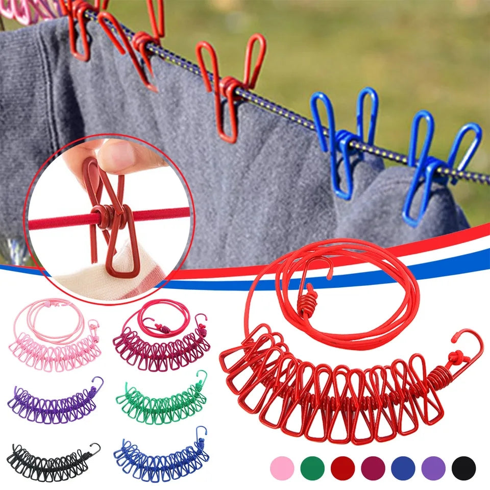 12 Clips Clothes Drying Rope