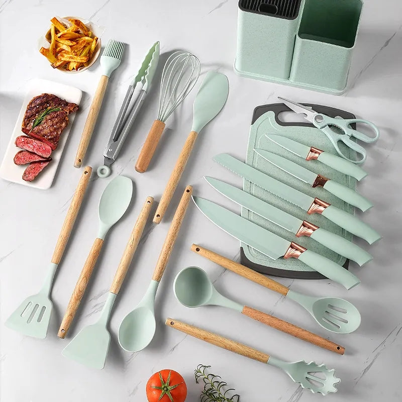 Silicone Cookware Spoon Sets (19pcs)