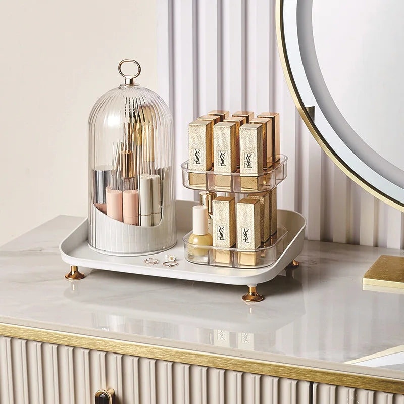 Rotating Cosmetic Brush And Lipstick Organizer