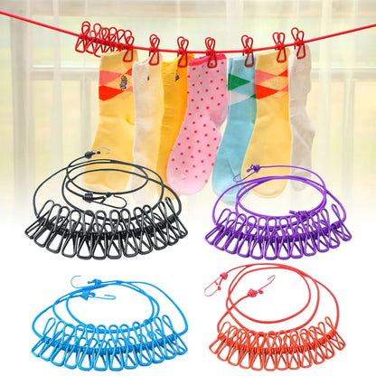 12 Clips Clothes Drying Rope