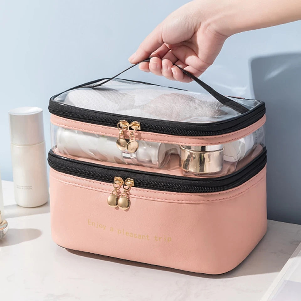 Dual Compartment cosmetic bag