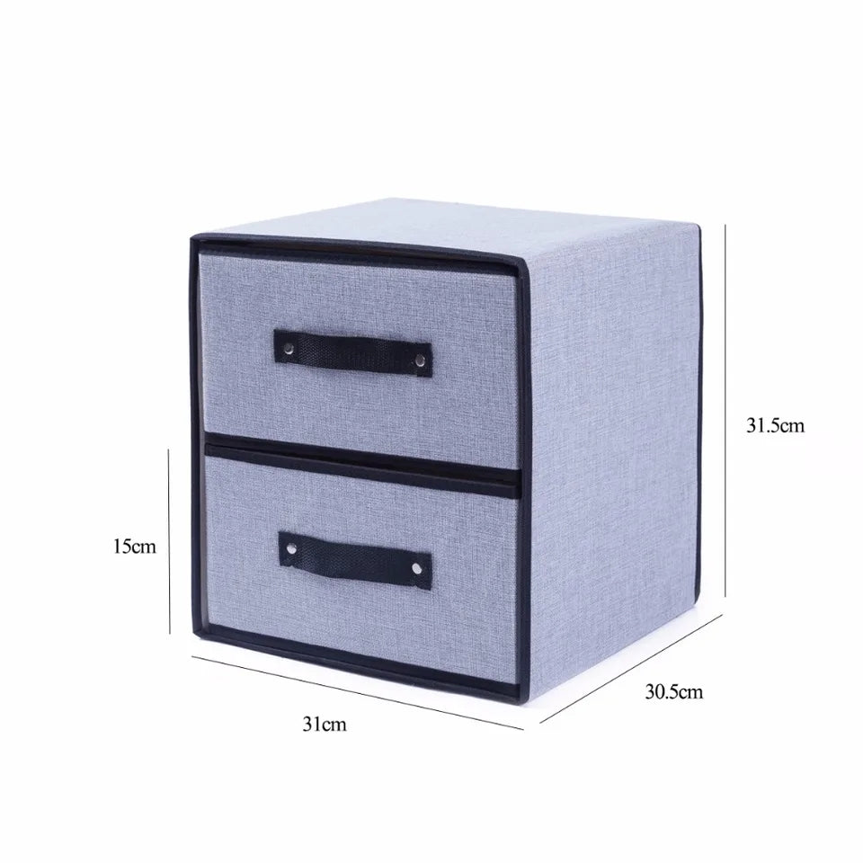 2 Drawer Fabric Storage Box Orgainzer