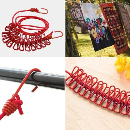 12 Clips Clothes Drying Rope