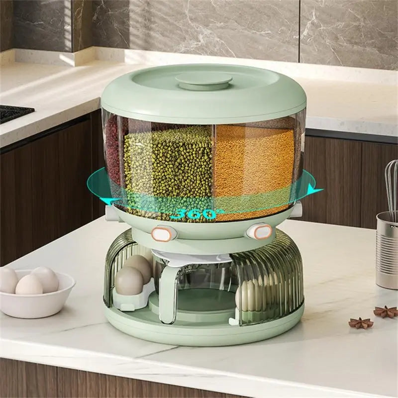 Rotating Cereal Dispenser with egg tray (6 Grid)