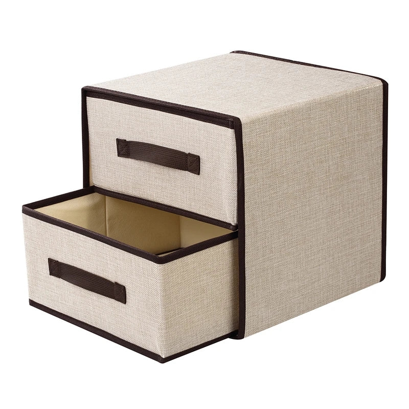 2 Drawer Fabric Storage Box Orgainzer