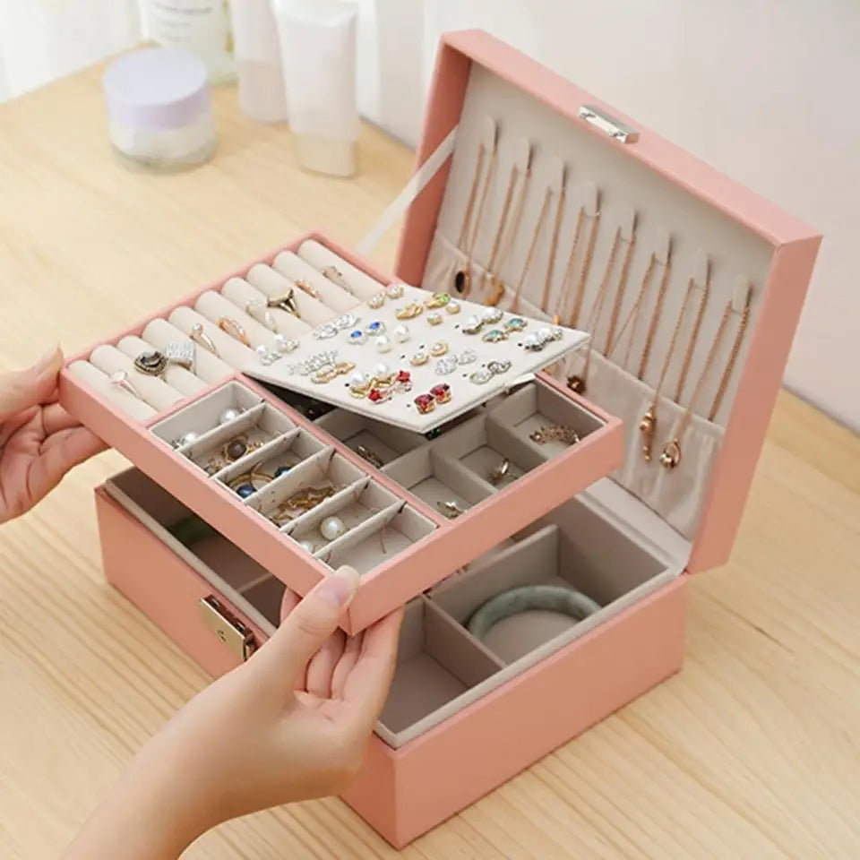 2 Layer Leather Jewellery Organizer