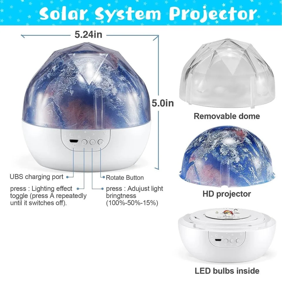 360° Rotating Solar System Projector Night Light for Kids with 5 Films