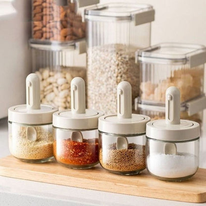 Glass Seasoning Jar With Telescopic Spoon