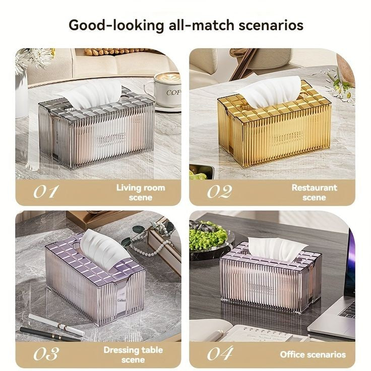 Luxury solid crystal desktop tissue box