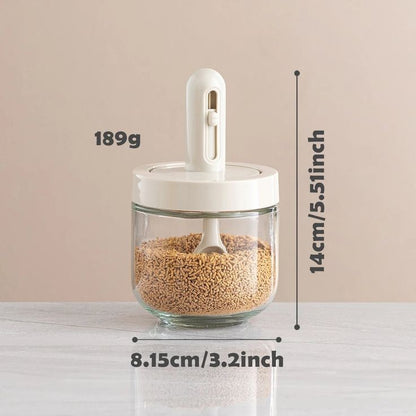 Glass Seasoning Jar With Telescopic Spoon