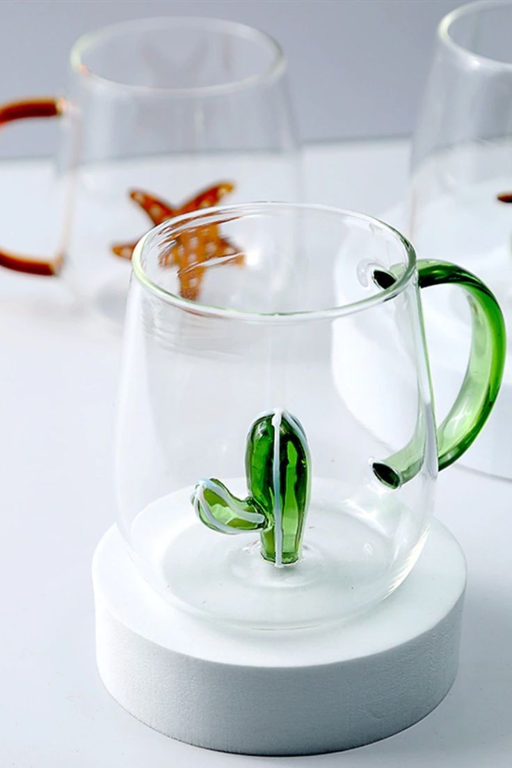 3d Transparent heat resistant glass cup