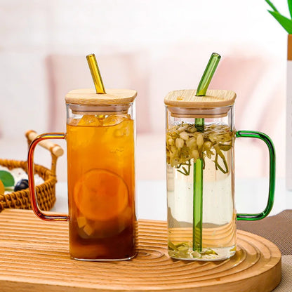 Glass Mug With Lid And Straw