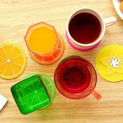 Silicone Fruit Shape Coasters 6 Pieces