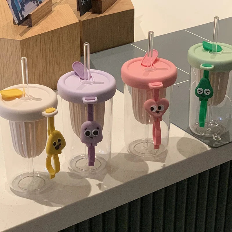 420ml Cute Drinking Cup with Straw Tea Infuser