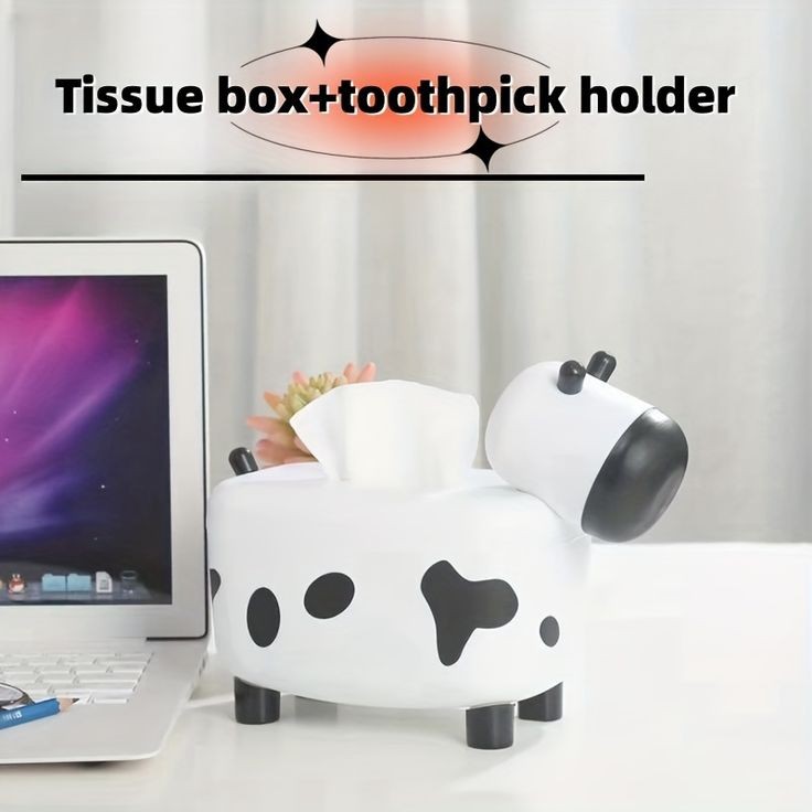 2 In 1 Cow Tissue Box With Toothpick Holder