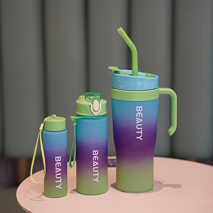 3pcs Gradient Colour Water Bottle Set