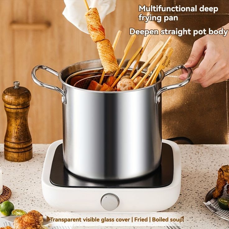 3.5 L Deep Frying Pot With Glass Lid