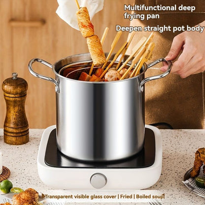 3.5 L Deep Frying Pot With Glass Lid