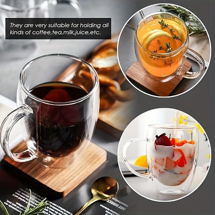 Double Wall Glass Coffee Mug 350 ML Capacity