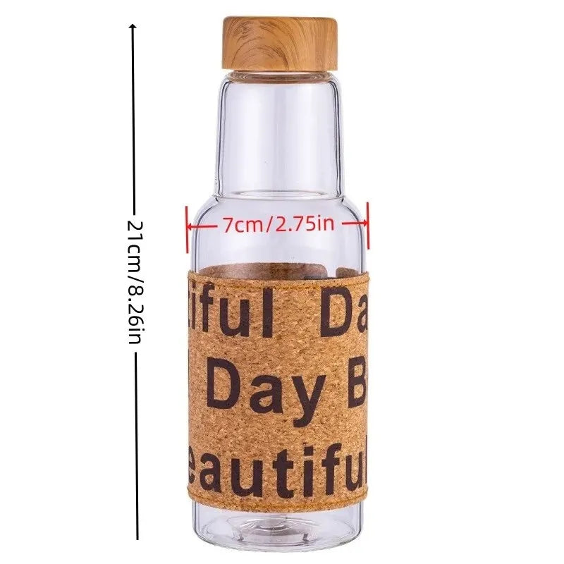 Wood Style Glass Water Bottle