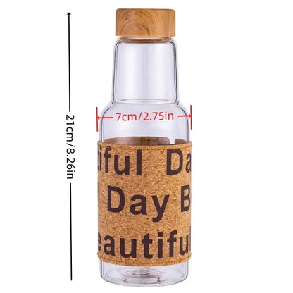 Wood Style Glass Water Bottle