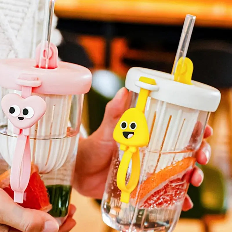 420ml Cute Drinking Cup with Straw Tea Infuser