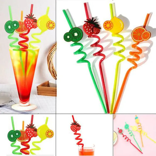 4 Pcs Reusable Fruit Shaped Straws