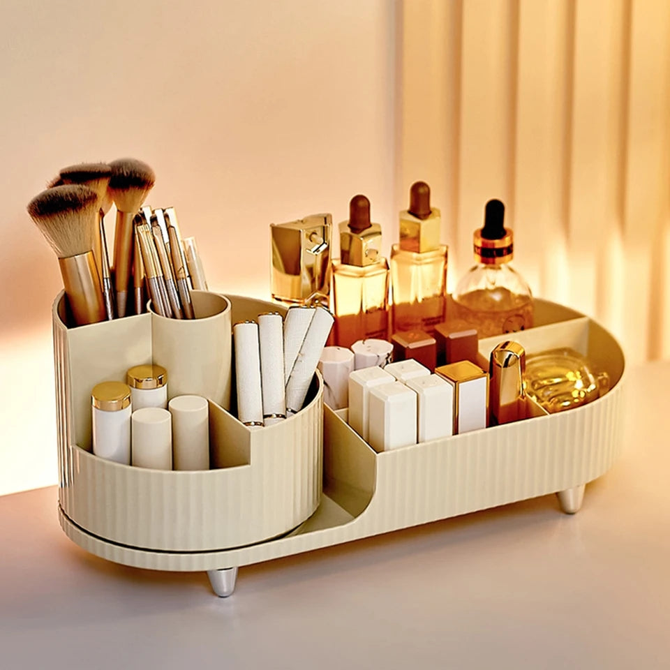 Makeup Organiser with 360° Rotating Makeup Brush Holder